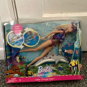 Barbie Beach Party Diver Doll - Purple Swimsuit